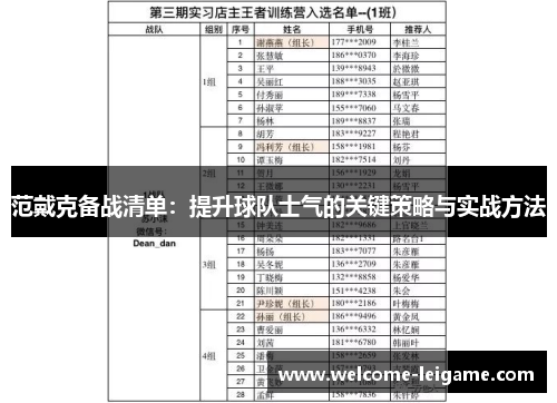 范戴克备战清单:提升球队士气的关键策略与实战方法 范戴克备战清单:提升球队士气的关键策略与实战方法