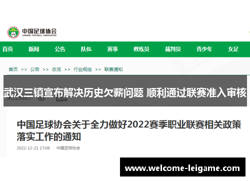 武汉三镇宣布解决历史欠薪问题 顺利通过联赛准入审核