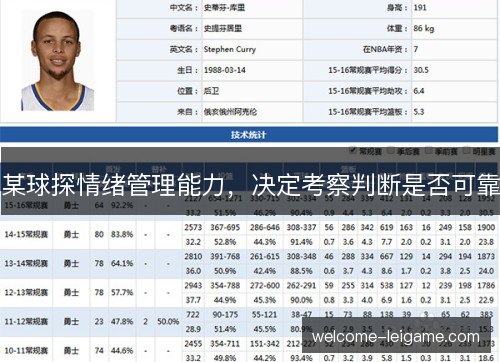 某球探情绪管理能力，决定考察判断是否可靠